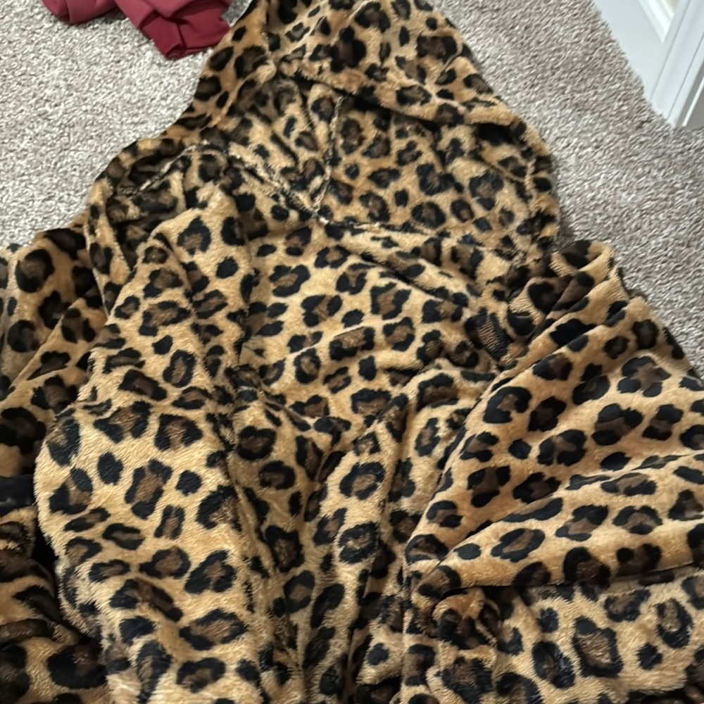 Leopard Print Hooded Blanket